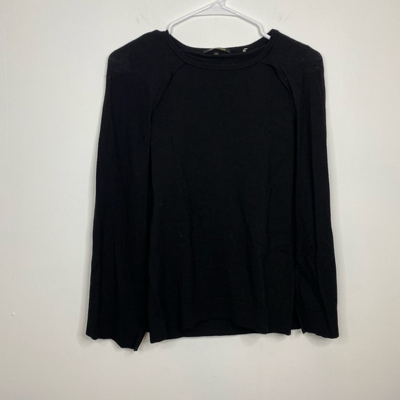 KOBI HALPERIN Black 100% Extra Fine Merino Wool Crew Neck Cape Sweater - Picture 4 of 7